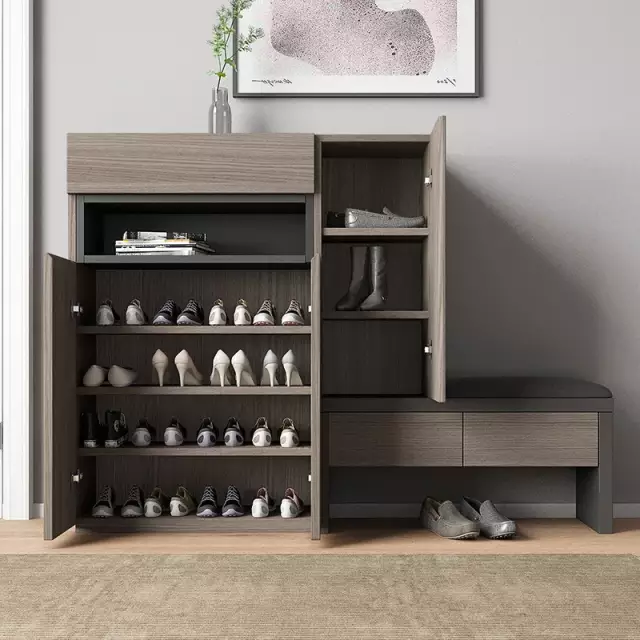 Modern Shoe Cabinet with Extended Seat