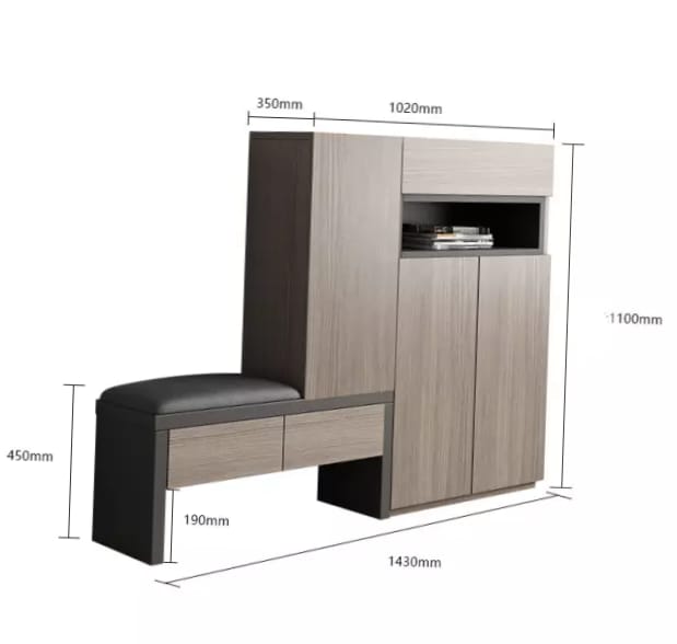 Modern Shoe Cabinet with Extended Seat