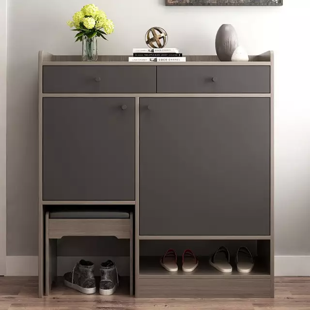 Contemporary Shoe Cabinet with Pullout Seat